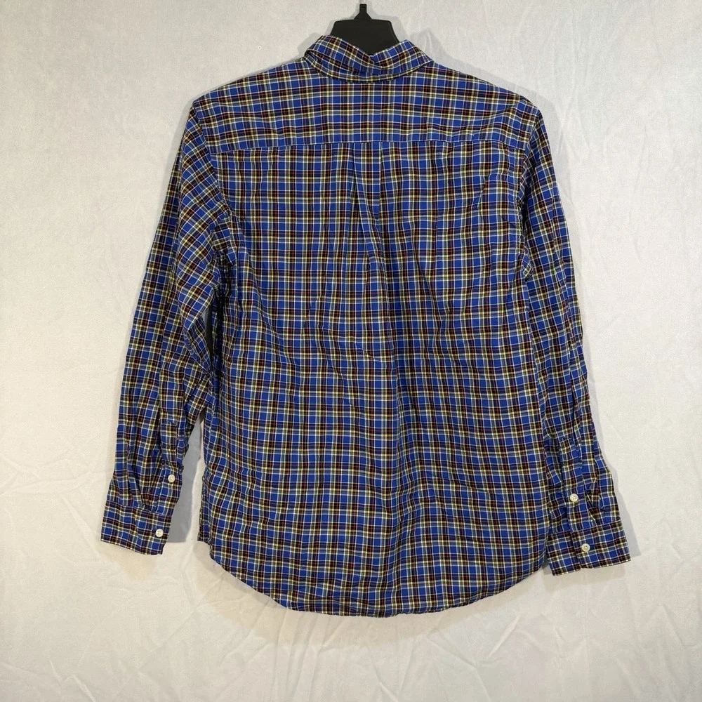 Ralph Lauren Boys Plaid Red Pony Long Sleeve Button‎ Up Blue Check Stripes XL